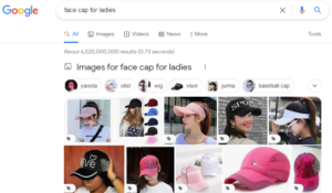 Googles' top result for the query face cap for ladies
