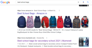 Top ranking pages for the query best school bags