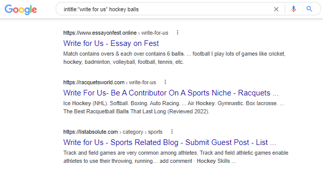 Googles search result for the query intitle:"write for us" golf balls.